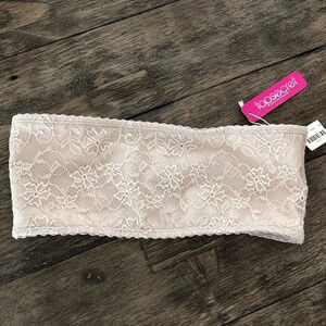 New Top Secret Beige Lace Strapless Bandeau Bra S